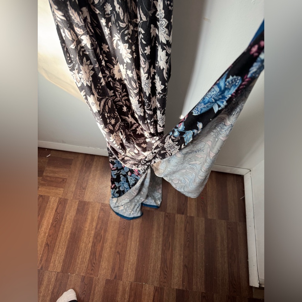 Mai Soli Mock Neck Floral Maxi Dress Made in USA Side Slit Key Hole Closer Sm - Picture 5 of 12